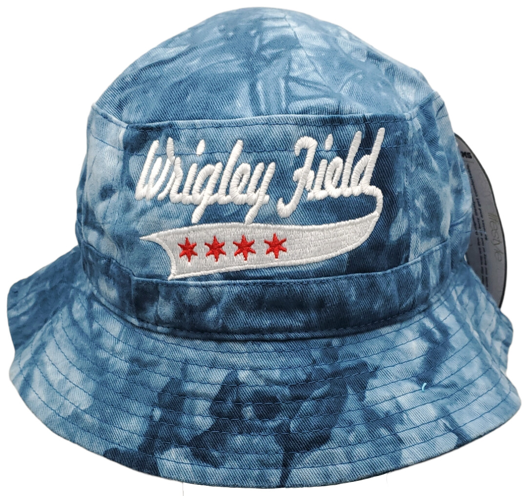Wrigley Field Tie Dye Bucket Hat Script Stars