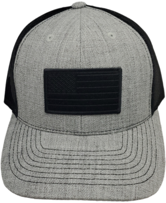 USA American Flag Patch Snapback Trucker Mesh Heather Grey/Black