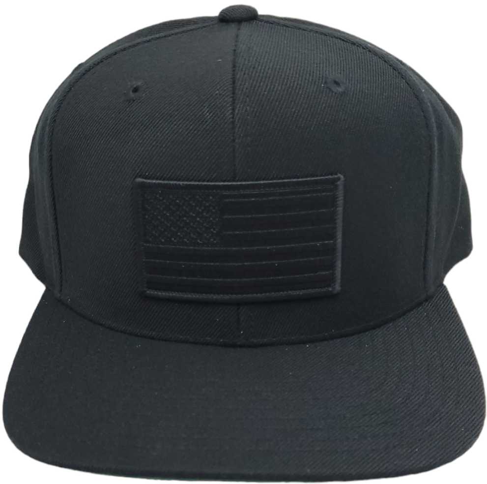 USA American Flag Patch Snapback Flat Bill Black