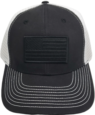 USA American Flag Patch Snapback Trucker Mesh Black/White