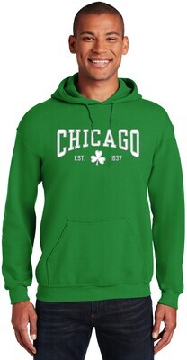 Chicago Irish Shamrock Green Pullover Hoodie Stitched Tackle Twill