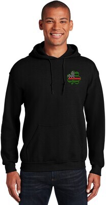 Red Line Shamrock Pullover Hoodie Black Embroidered