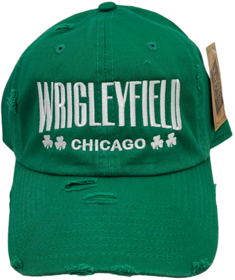 Wrigley Field Chicago Shamrock Vintage Adjustable Dad&#39;s Hat