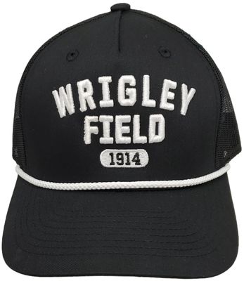 Wrigley Field 1914 Trucker Mesh Rope Snapback Hat with 3D embroidery Black/White