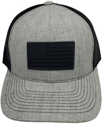 USA American Flag Patch Snapback Trucker Mesh Heather Grey/Black