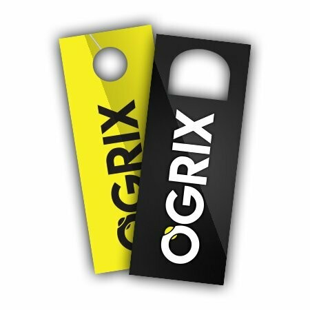 Door Hanger Option (3.5” x 8.5”  
14pt w/ semi Gloss)