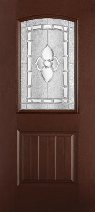 1 Panel Plank Half Lite Cam Top Mahogany