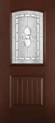 1 Panel Plank Half Lite Cam Top Mahogany