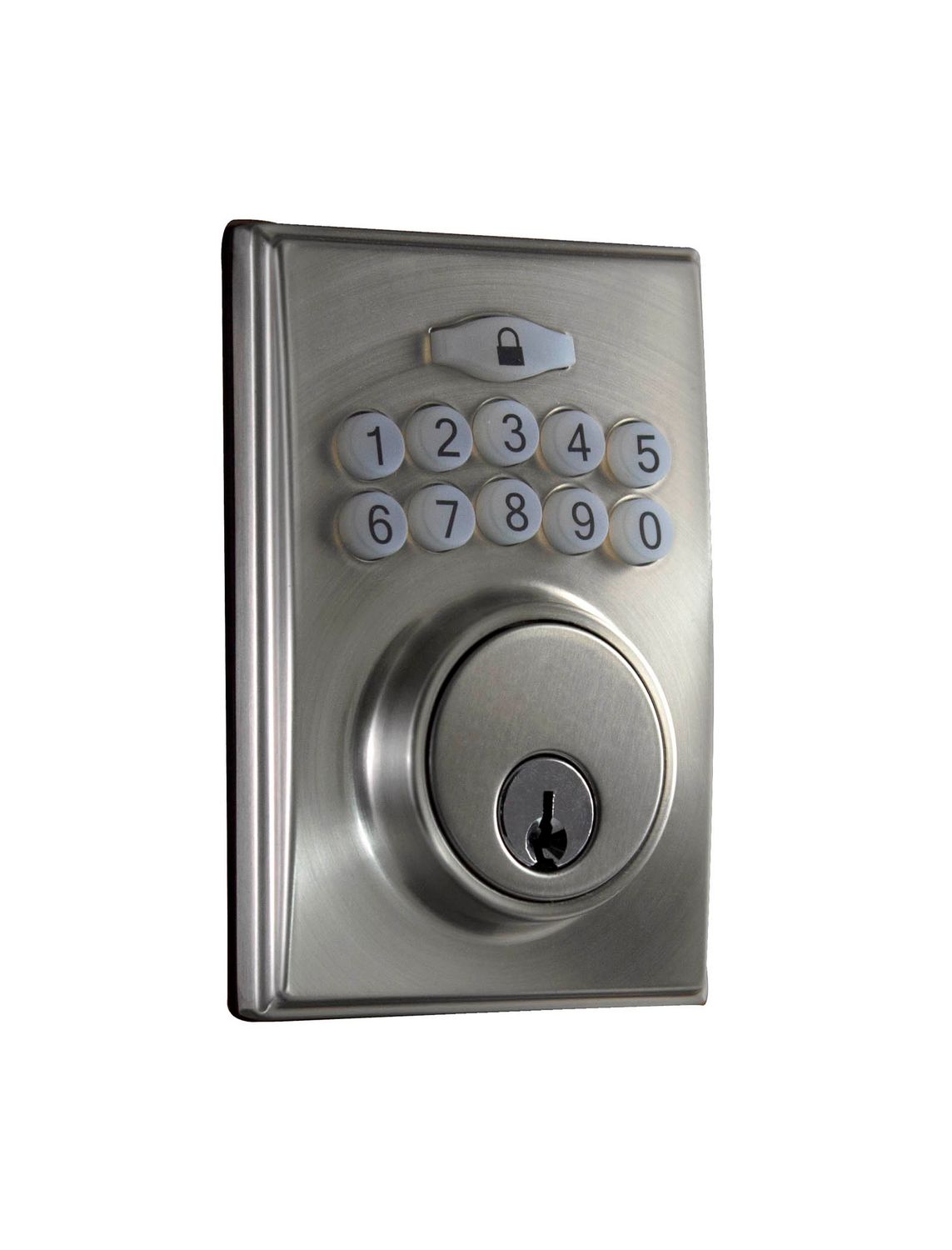 Electronic Modern Deadbolt, Available Finishes: Satin Nickel