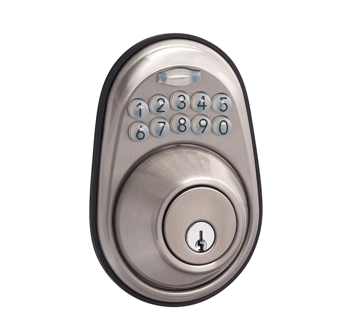 Electronic Deadbolt Round, Available Finishes: Satin Nickel