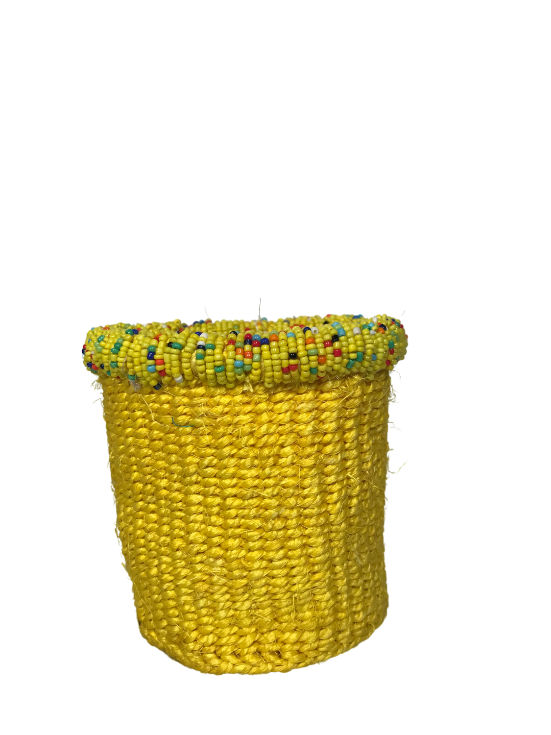 Yellow Beaded Mini Basket