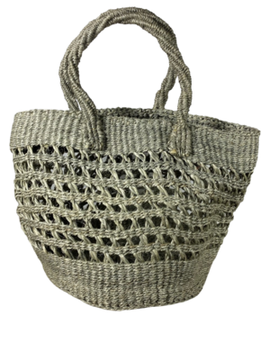 Grey Open Weave Tote Basket