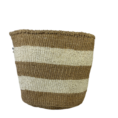 Beige & White Striped Planter Basket