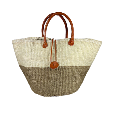 Beige & White Two Tone Basket with Clasp Beige & White Two Tone Basket with Clasp