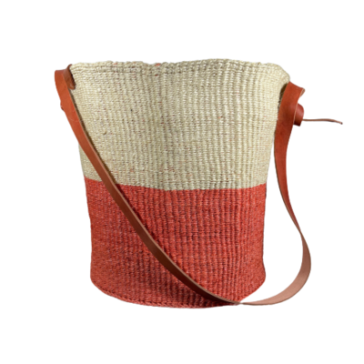 Coral And White Two Tone Basket