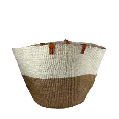 Two Tone Beige And White Basket