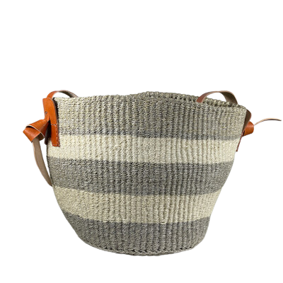 Striped Grey And White Basket