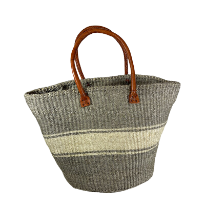 Grey With White Striped Basket