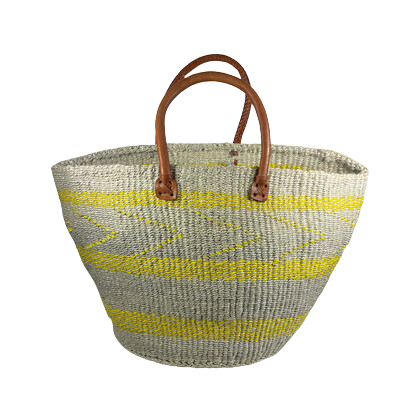 Striped Basket Grey And Yellow