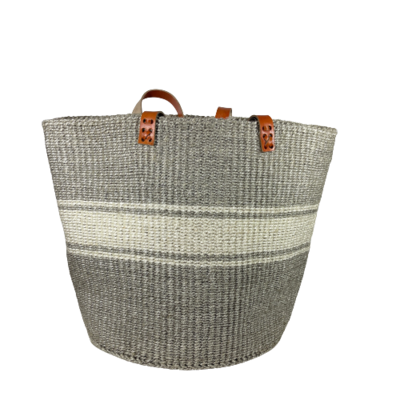 Grey Striped Basket