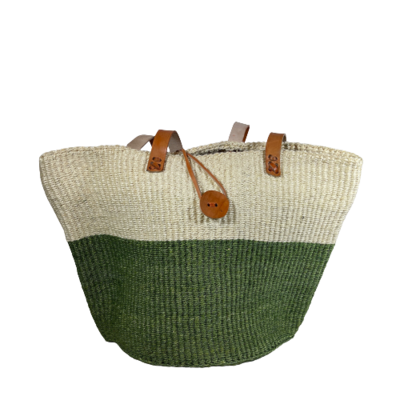 Green And White Tote Basket