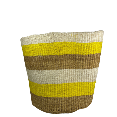 Yellow, White &amp; Beige Striped Planter