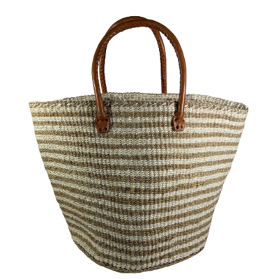 Beige And White Stiped Basket