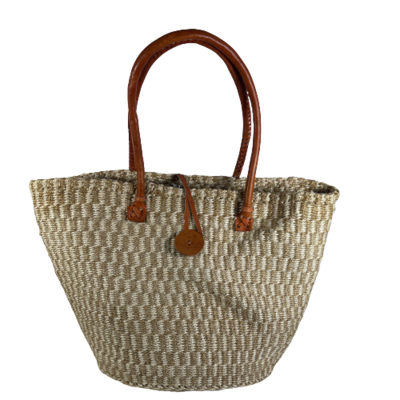 Checkered Beige And White With Closure Basket