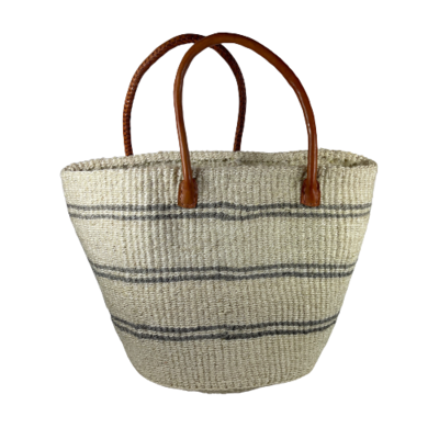 White With Grey Stiped Basket