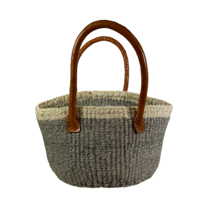 Grey With White Band Floor Basket