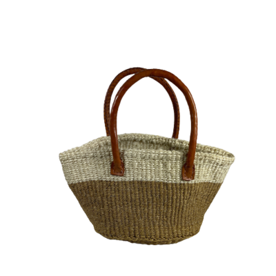 Beige With White Band Floor Basket