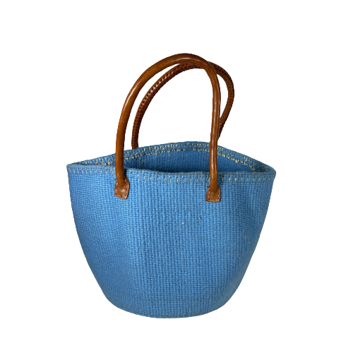Baby Blue and White Tote Basket