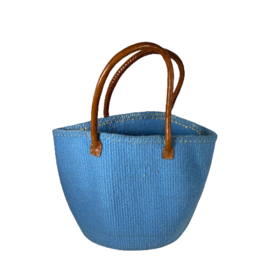 Baby Blue and White Tote Basket