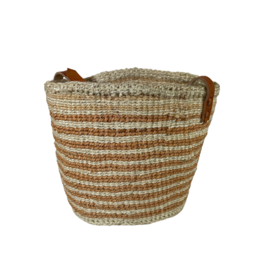Coral Striped Tote Basket