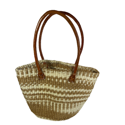 Beige And White Tote Basket
