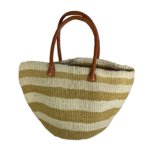 Gold and Cream Striped Basket