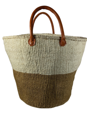 Beige And White Two Tone Basket