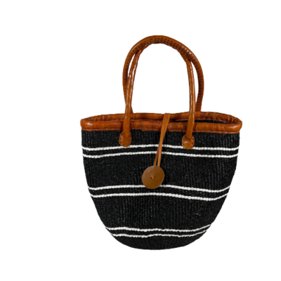 Black With White Lines Basket