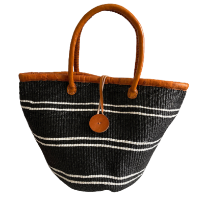 Black with White Lines Basket
