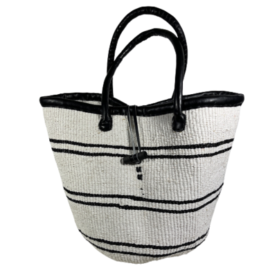 White & Black Striped Basket