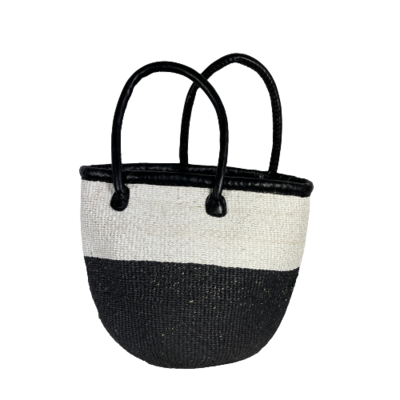 White And Charcoal Black Two Tone Basket