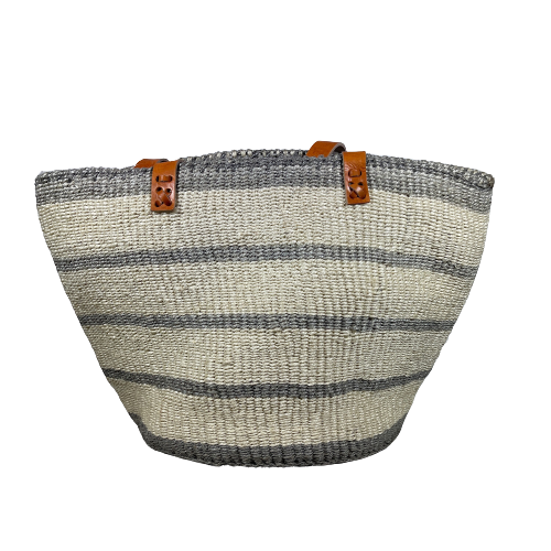 White With Grey Lines Basket