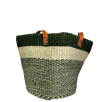 Checkered Green And White Tote Basket
