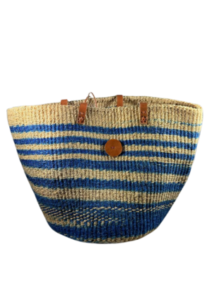 Aqua Blue & Tan Lined with Closure Basket