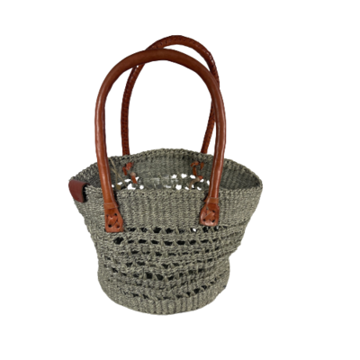 Grey Open Weave Tote Basket