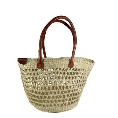 Off White Open Weave Tote Basket