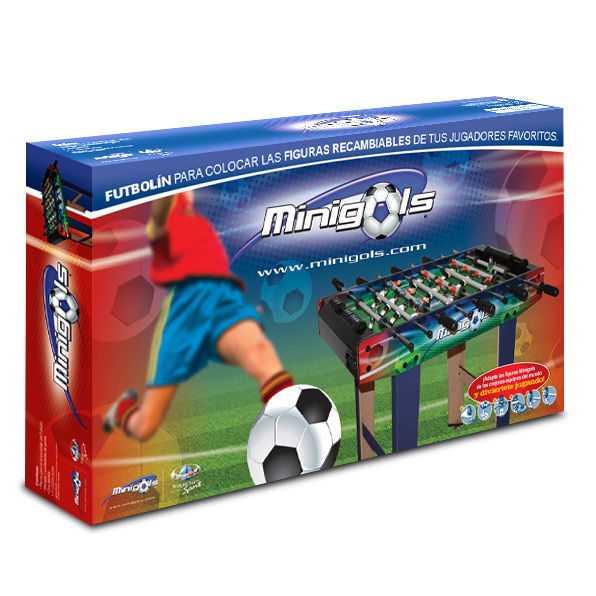 Futbolín Minigols, contiene 22 Figuras: 11 Selección de España y 11  contrincantes genéricos