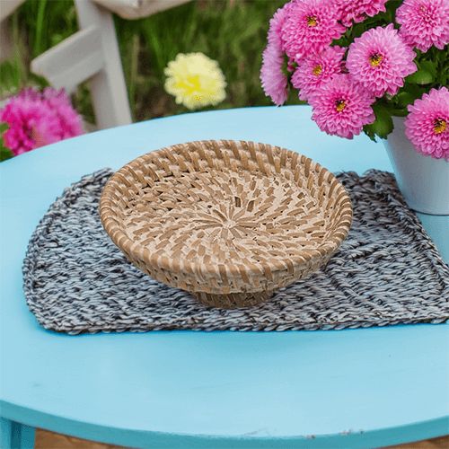Schaaltje Rotan White Wash op Voet S
