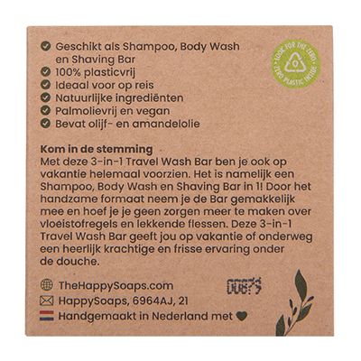De HappySoaps 3-in-1 Travel Wash Bar Sweet Relaxation