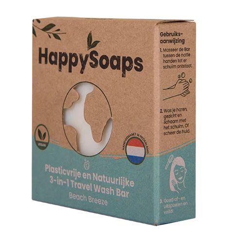 De HappySoaps 3-in-1 Travel Wash Bar Beach Breeze
